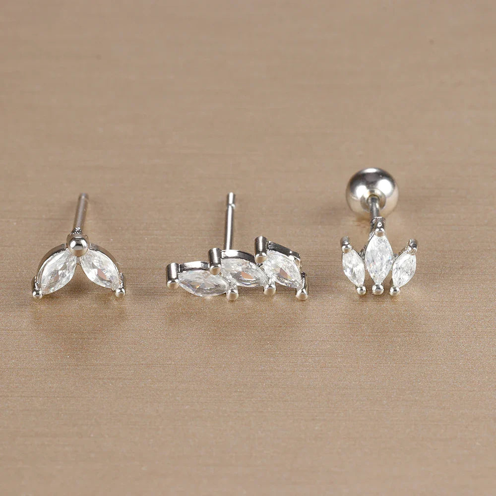 3PCS Crown Stud Earring Set for Women