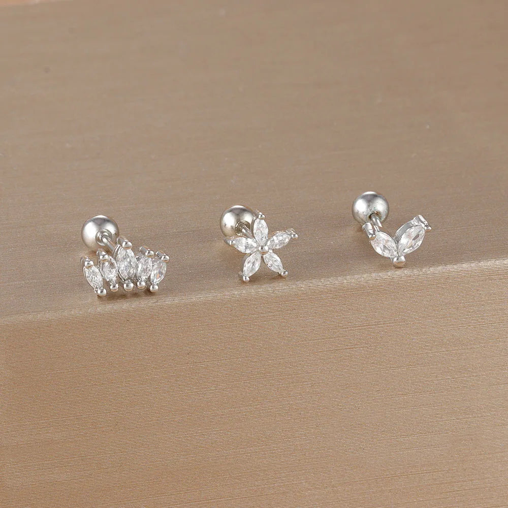 3PCS Crown Stud Earring Set for Women